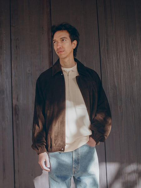 Namu Shop - ssstein Suede Zip Short Jacket - Dark Brown