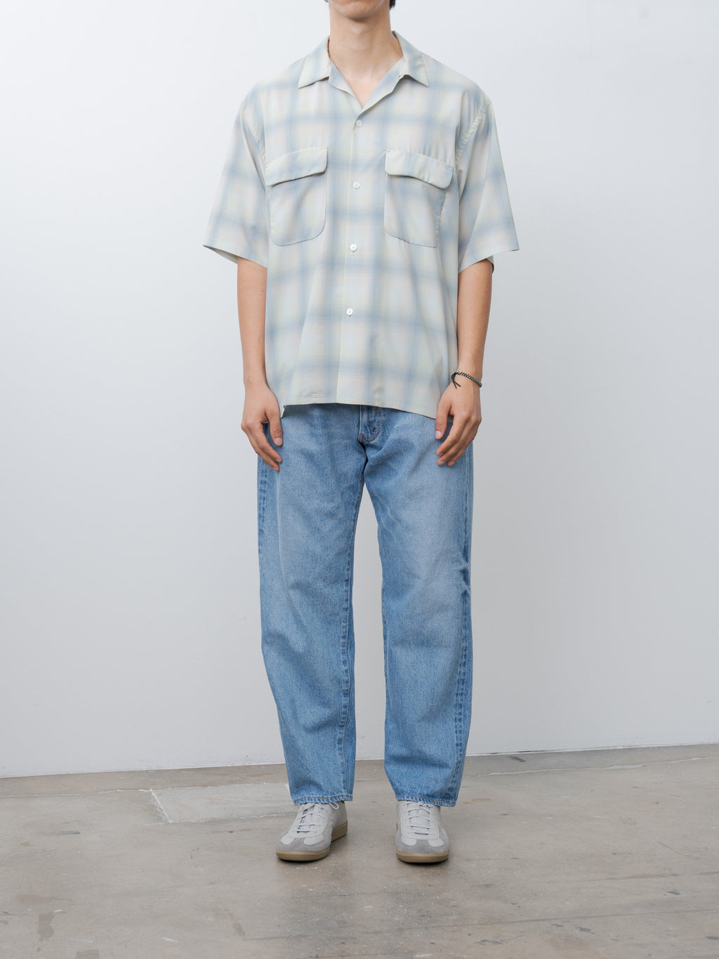 Namu Shop - Kaptain Sunshine Open Collared SS Shirt - Pale Ombre