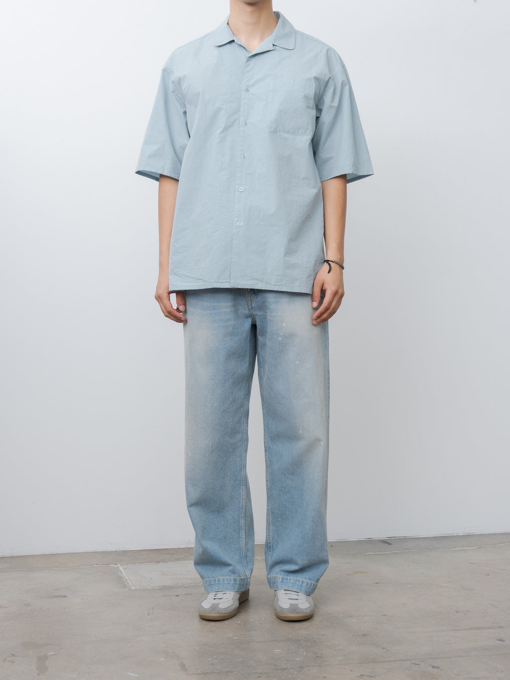 Namu Shop - Yoko Sakamoto Open Collar Shirt - Sky Blue