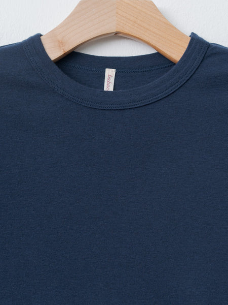 Cotton Silk Basic T-Shirt - Navy