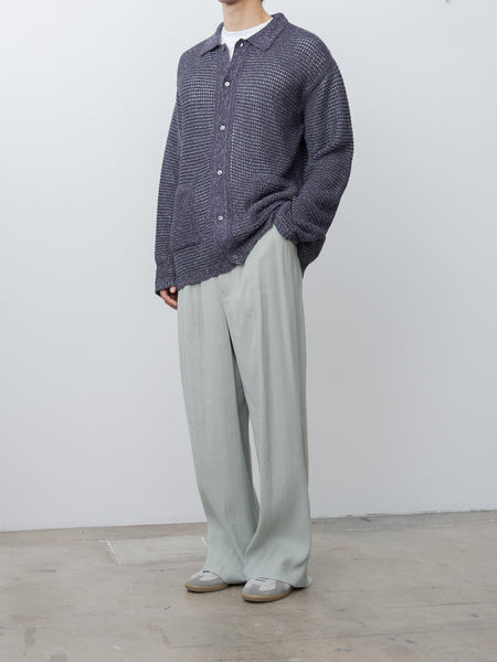 Mesh Knitted Shirt Cardigan - Purple