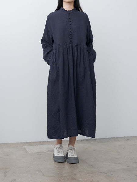 Namu Shop - Ichi Antiquites French Linen Dress - Navy