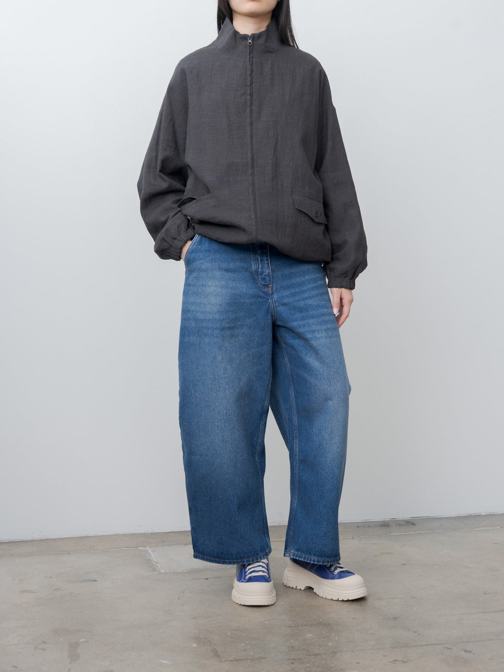 Namu Shop - Veritecoeur Glen Check Blouson - Gray Check