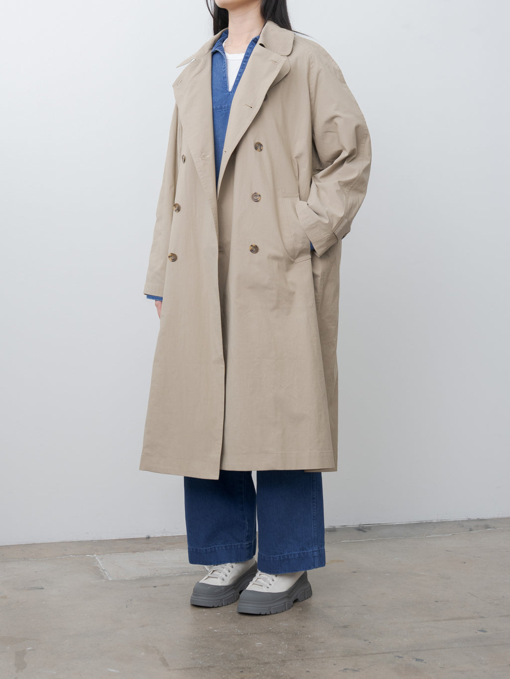 Namu Shop - Veritecoeur C/N Double Breasted Coat - Beige