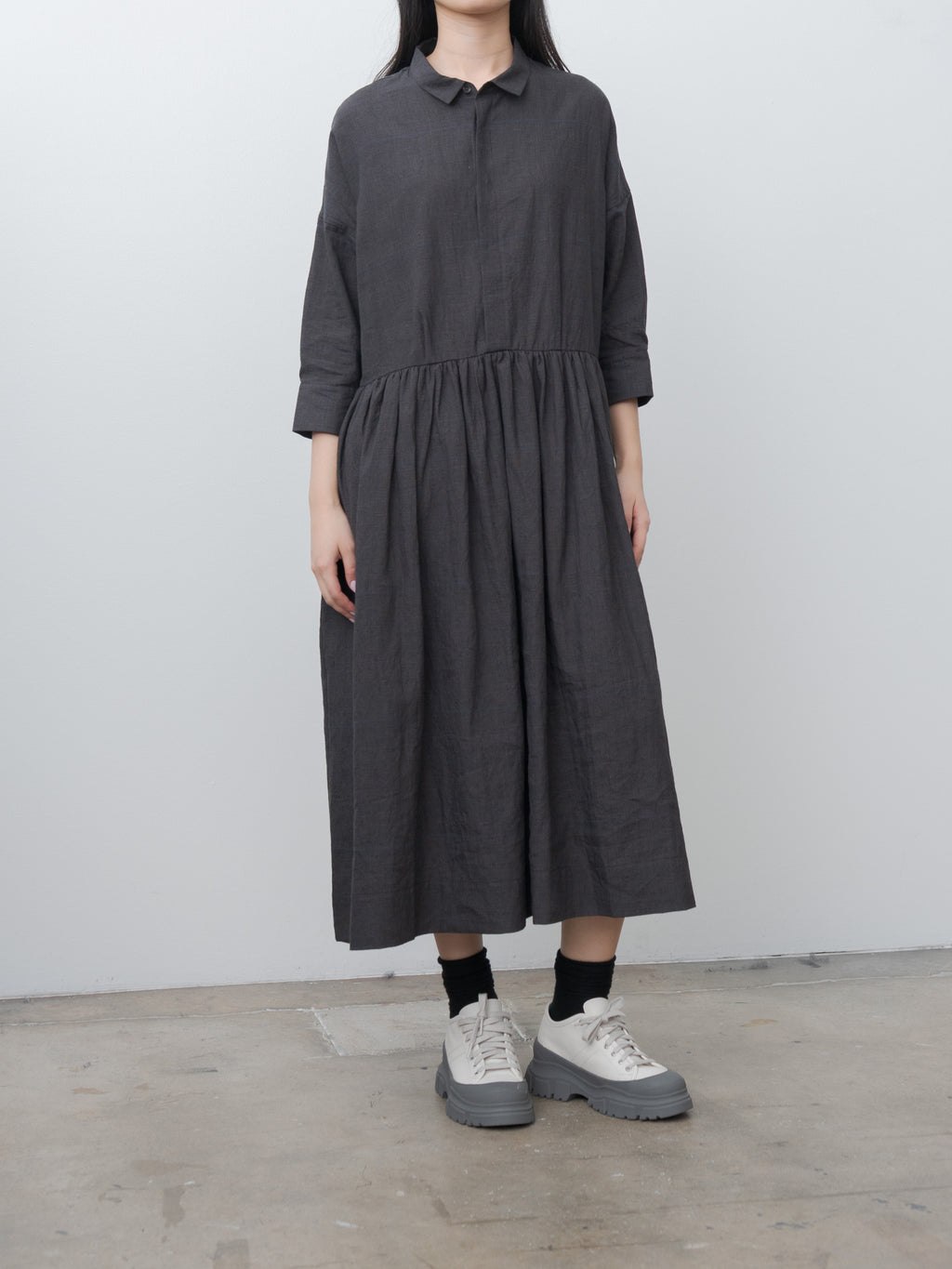 Namu Shop - Veritecoeur Glen Check Dress - Gray Check