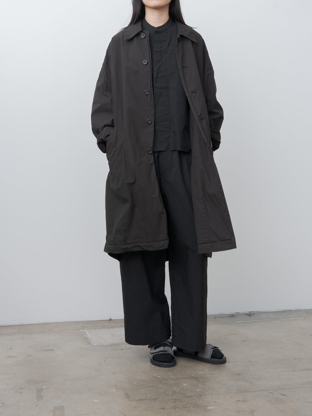 Namu Shop - Veritecoeur Cotton Silk Coat - Black