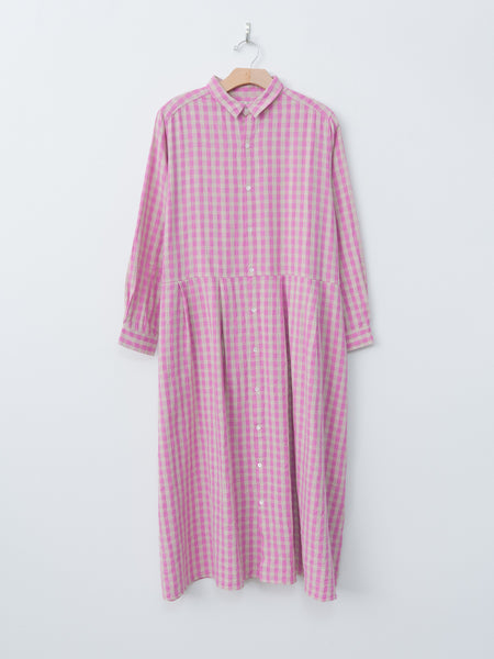 Namu Shop - Ichi Antiquites L/C Gingham Dress - Pink x Natural