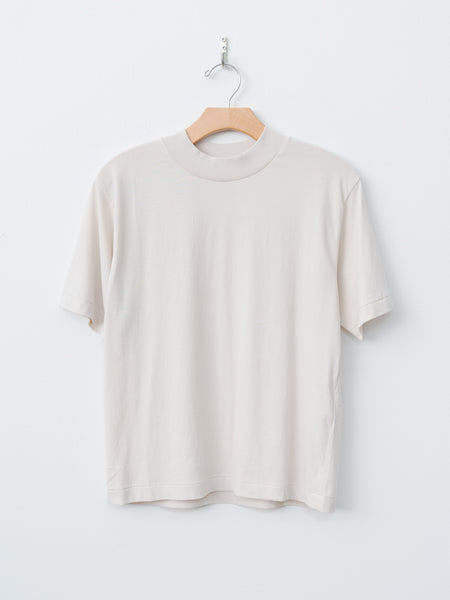 Namu Shop - Aton Fresca Nubuck Mockneck T-Shirt - Warm White