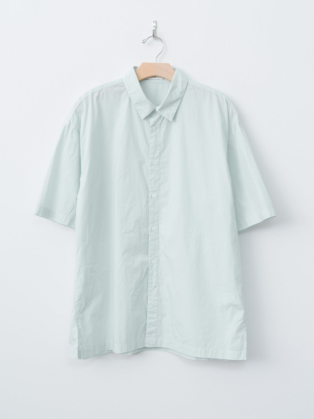 Namu Shop - Aton Cotton Lawn Oversized Short Sleeve Shirt - Ice Blue
