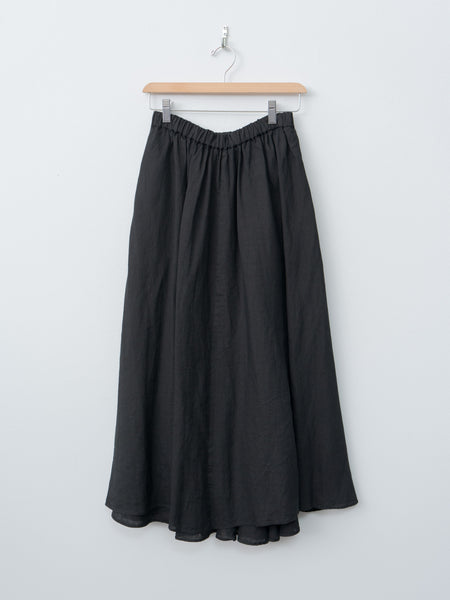 Namu Shop - Aton Natural Dyed Linen Lawn Gathered Skirt - Black