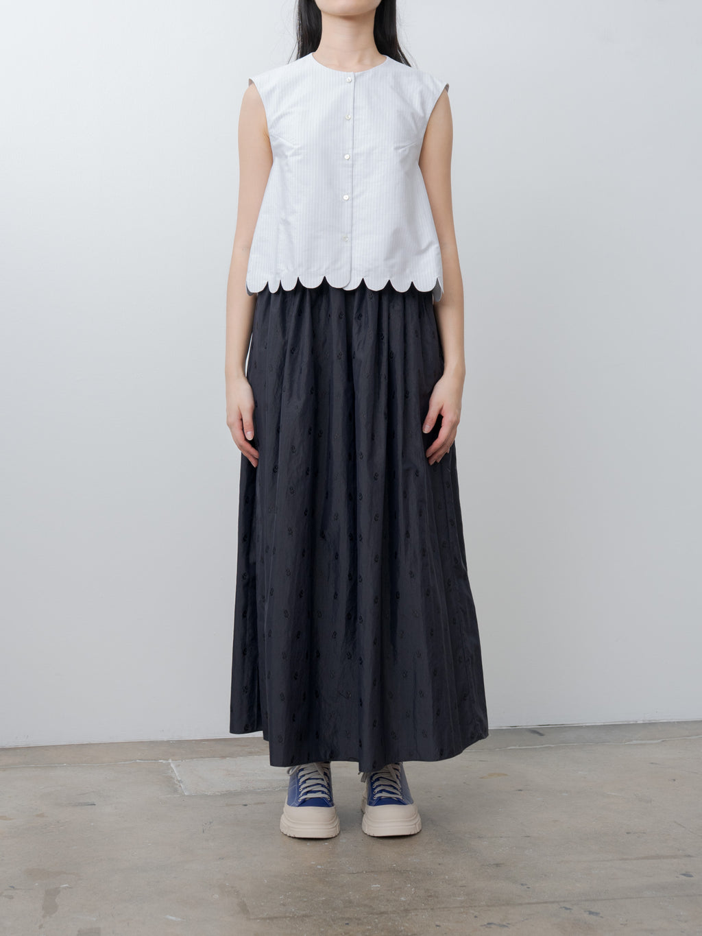 Namu Shop - Eleph A Cropped Top - Light Blue Stripe