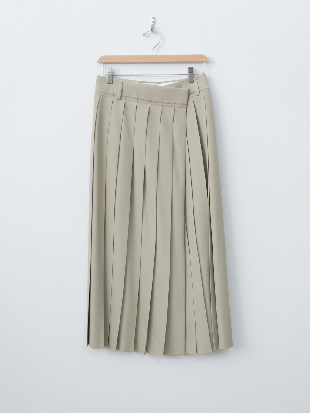 Namu Shop - Yleve Wool Surge Pleated Skirt - Khaki Beige