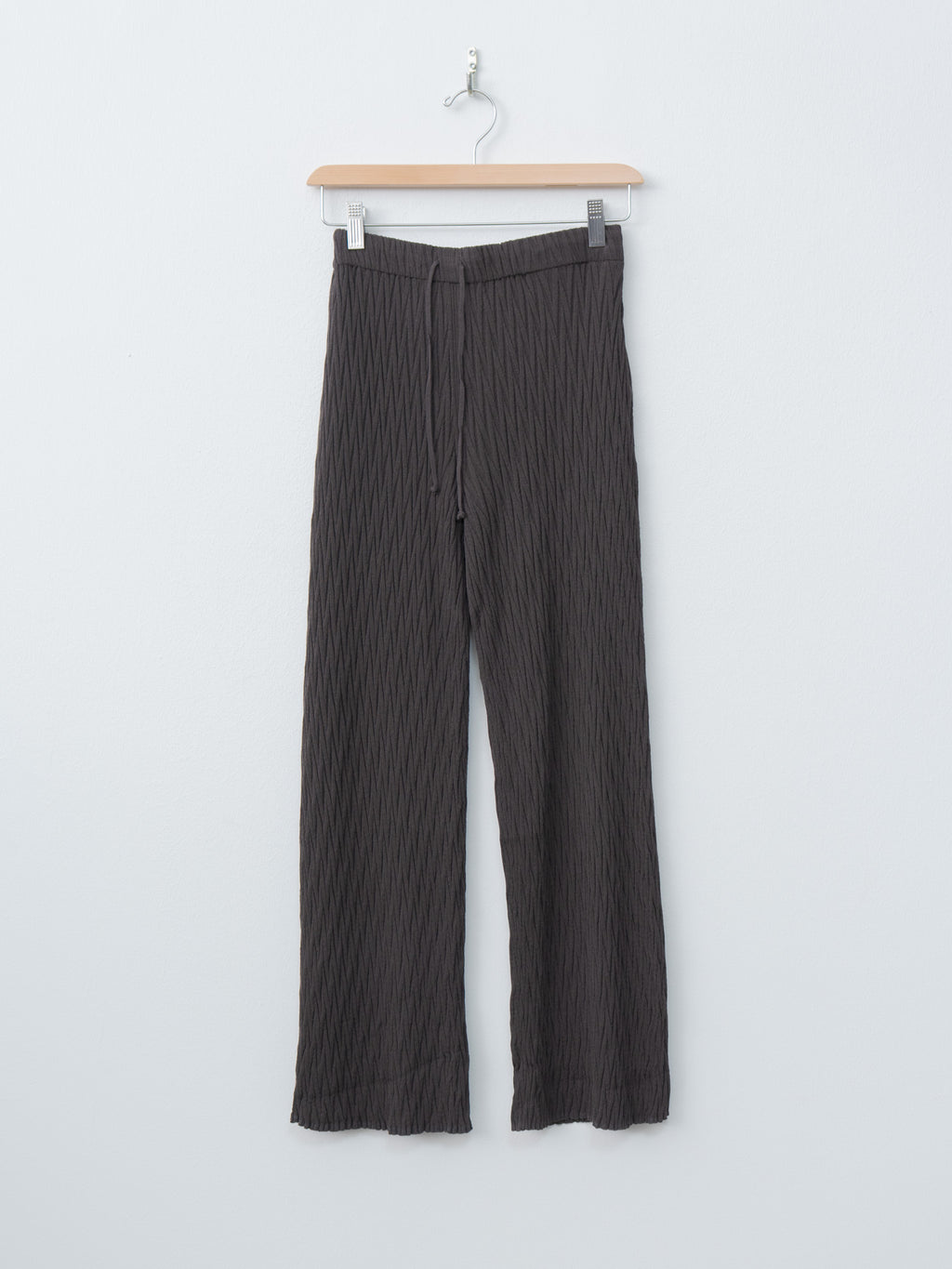 Namu Shop - Unfil High Twist Cotton Ribbed Knit Pants - Charcoal Brown