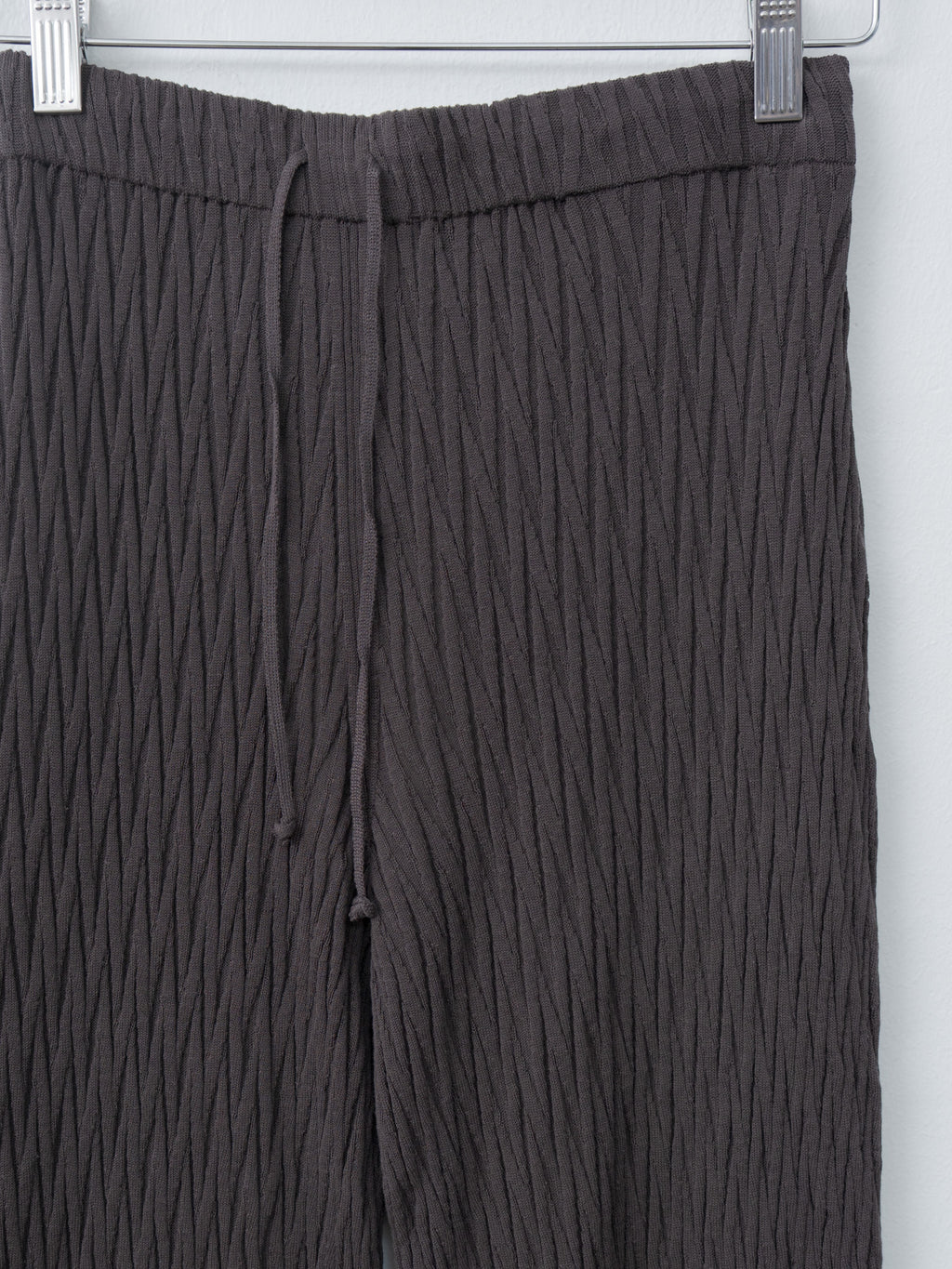 Namu Shop - Unfil High Twist Cotton Ribbed Knit Pants - Charcoal Brown