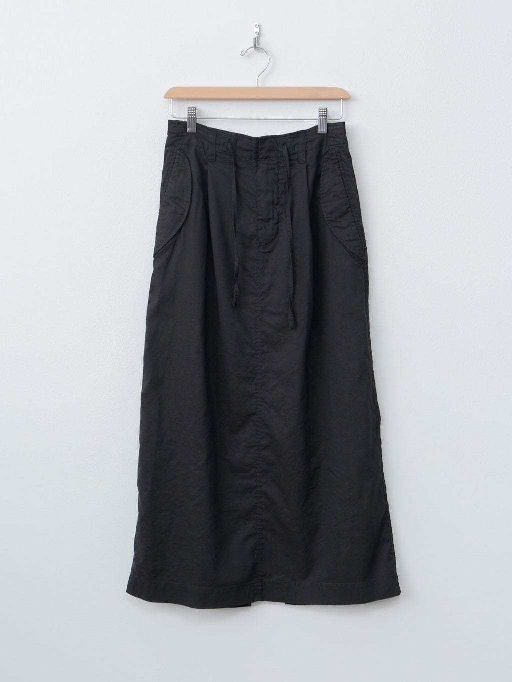 Namu Shop - Unfil Washed & Wrinkled Cordlane Maxi Skirt - Black