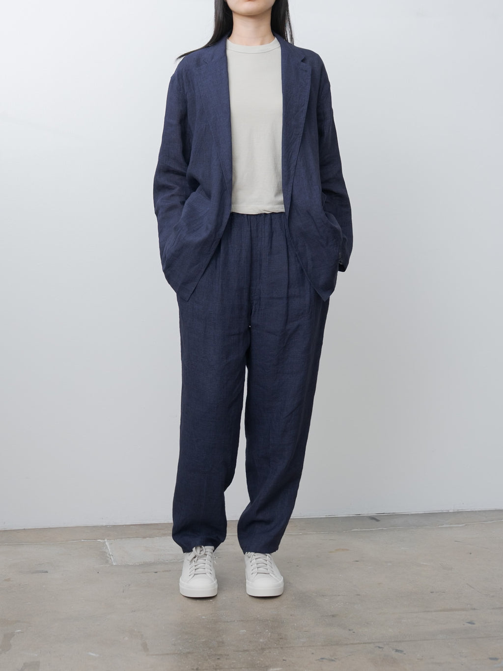Namu Shop - Yleve Linen Poplin Trouser - Navy