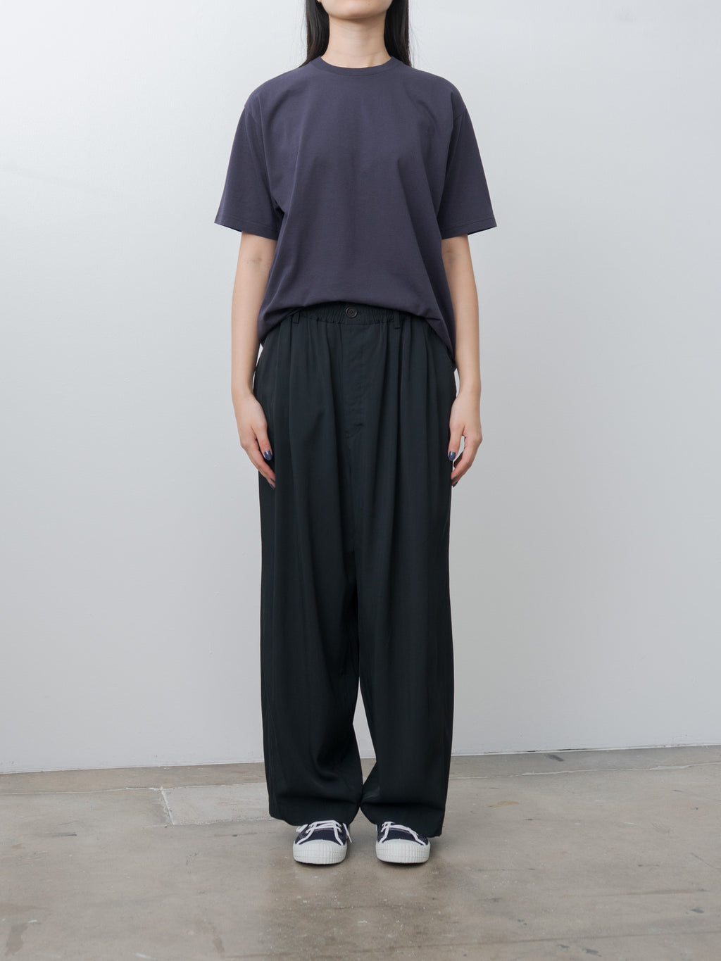 Namu Shop - Unfil Viscose Gabardine Big Easy Trousers - Black Navy
