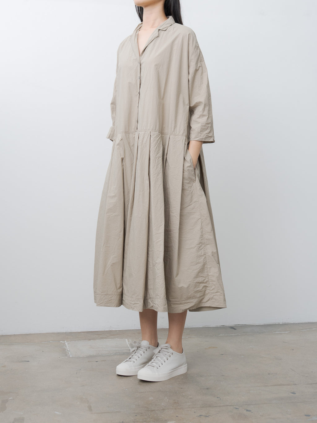 Namu Shop - Album di Famiglia Pleated Collar Dress TC - Stone