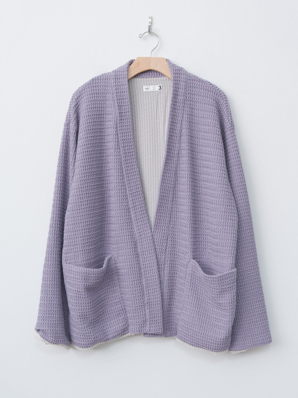 Namu Shop - ts(s) Cotton Poly Russell Knitting Jersey Lined Easy Cardigan - Lavender