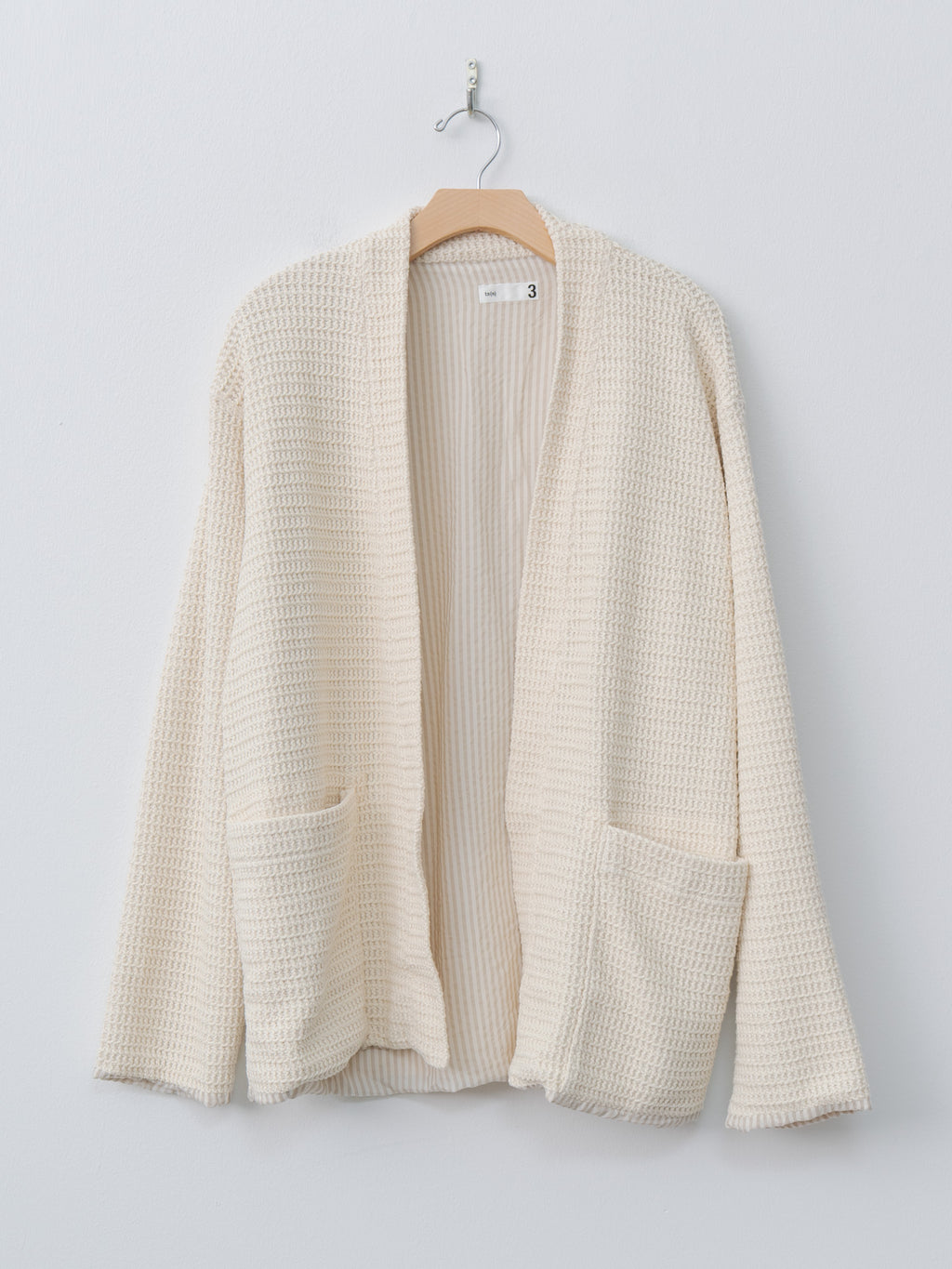 Namu Shop - ts(s) Cotton Poly Russell Knitting Jersey Lined Easy Cardigan - Cream