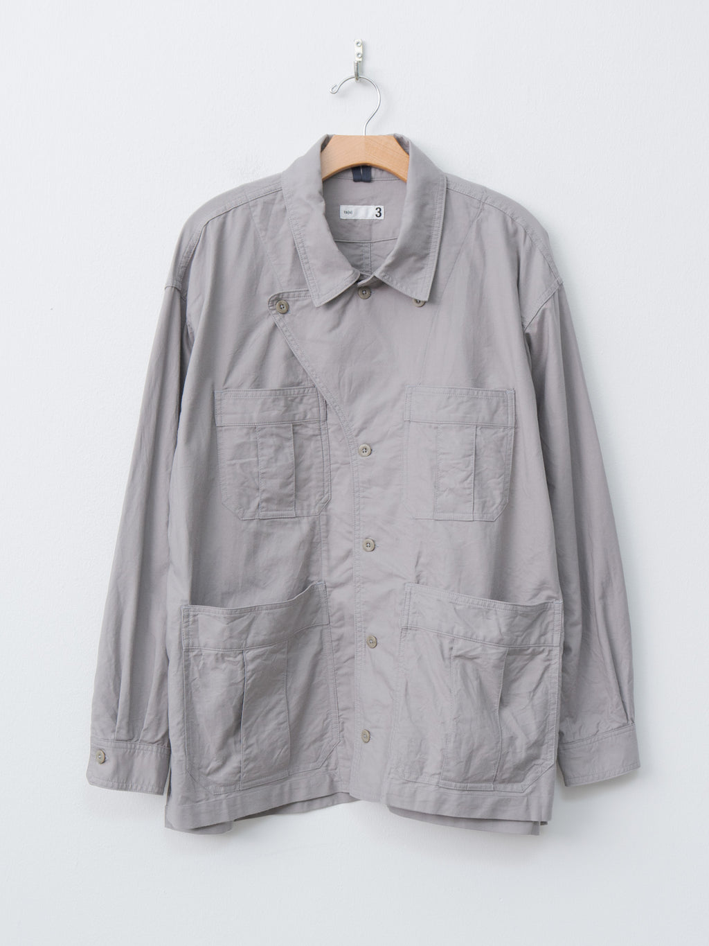 Namu Shop - ts(s) Smoky Color Cotton Oxford Military Shirt Jacket - Gray