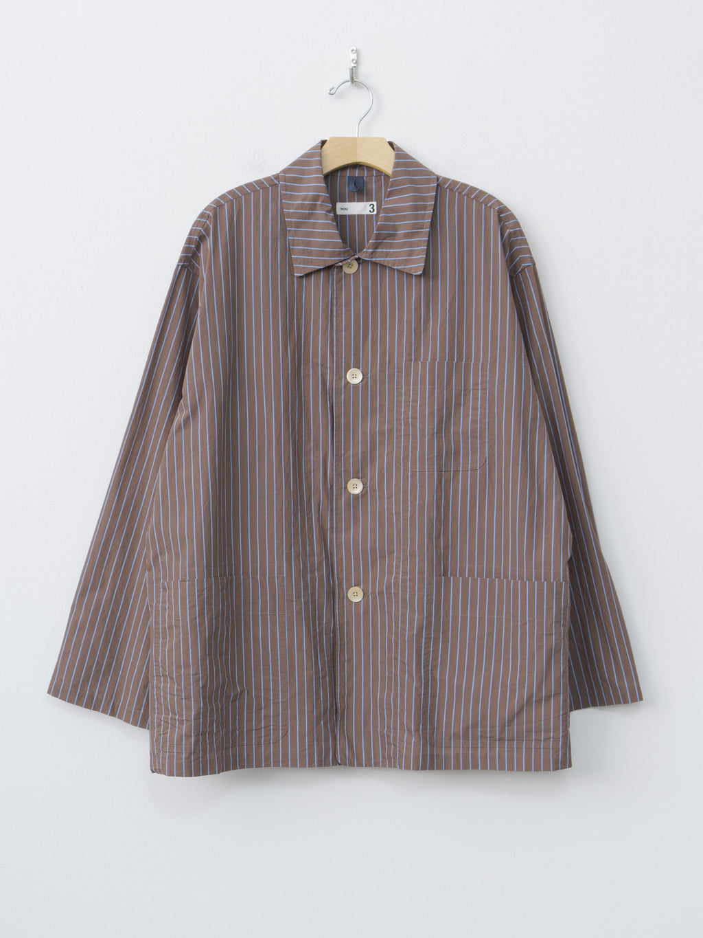 Namu Shop - ts(s) Stripe Cotton Nylon Cloth Jacket Shirt - Brown