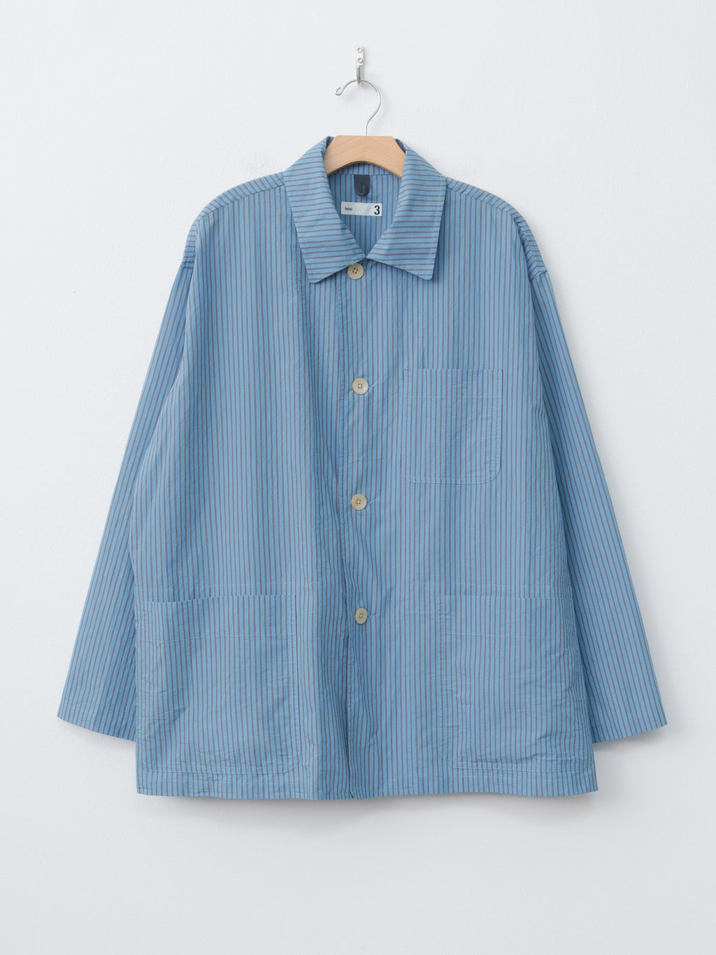 Namu Shop - ts(s) Stripe Cotton Nylon Cloth Jacket Shirt - Blue
