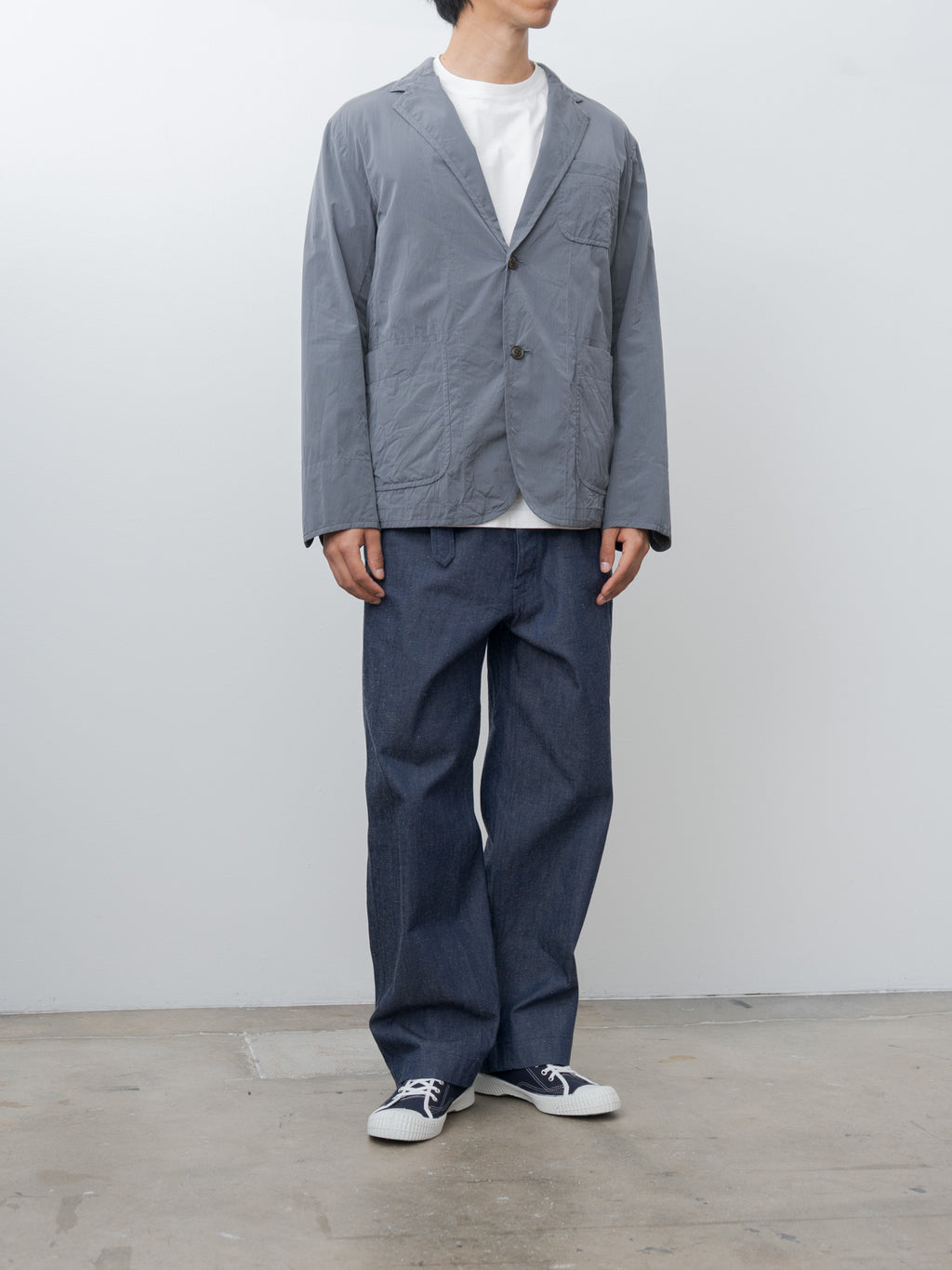 Namu Shop - ts(s) Cotton Silk Chambray Poplin Piping Jacket - Charcoal