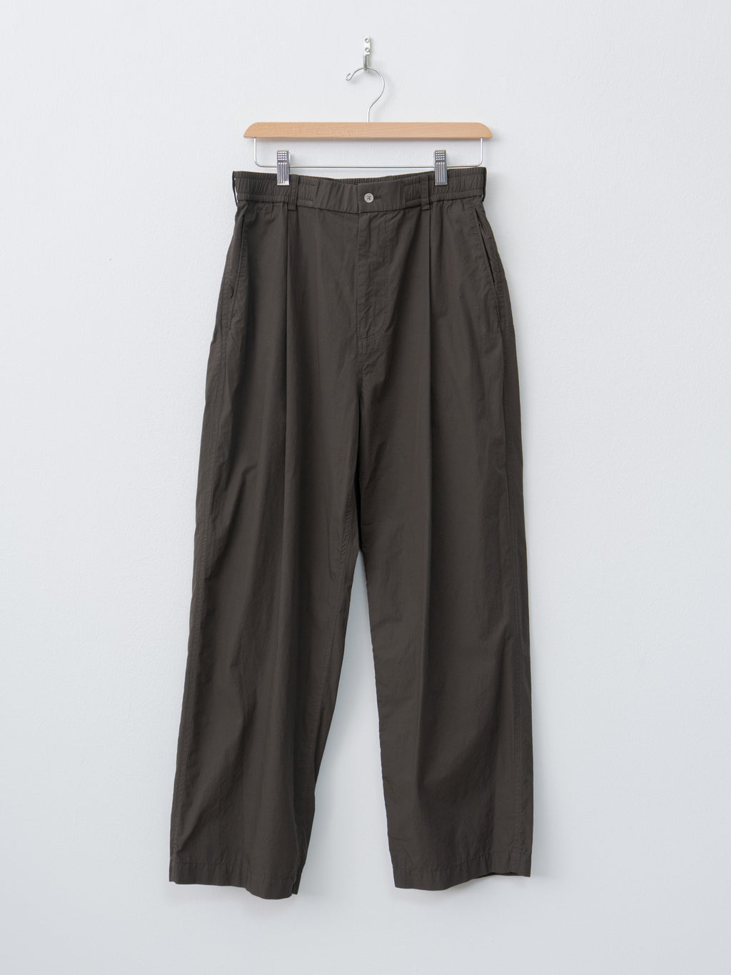 Namu Shop - Aton Shrink Cotton Lawn Loose Fit Pants - Dark Brown