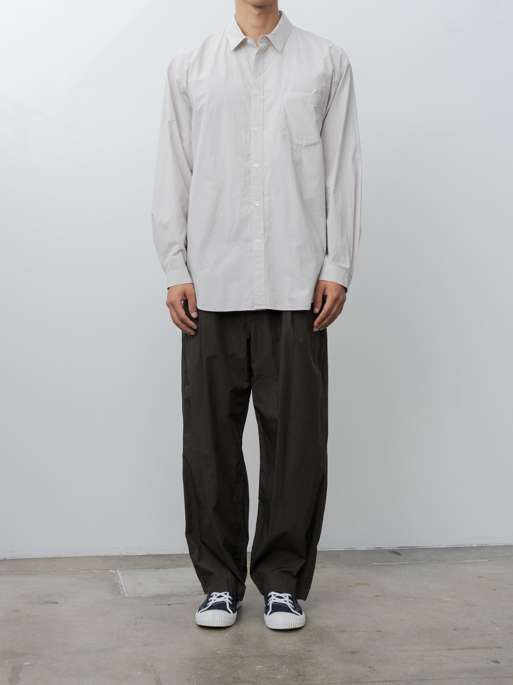 Namu Shop - Aton Shrink Cotton Lawn Loose Fit Pants - Dark Brown