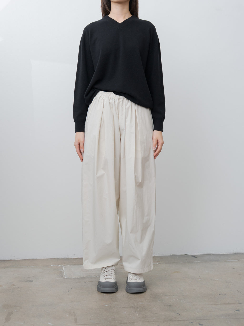Namu Shop - Veritecoeur Box Pleats Easy Pants - Ivory