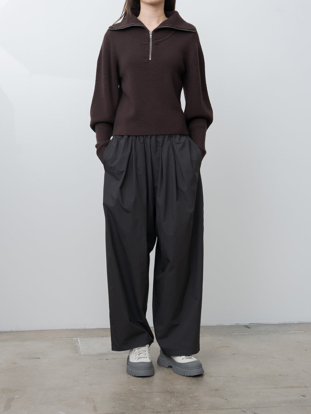 Namu Shop - Veritecoeur Box Pleats Easy Pants - Black