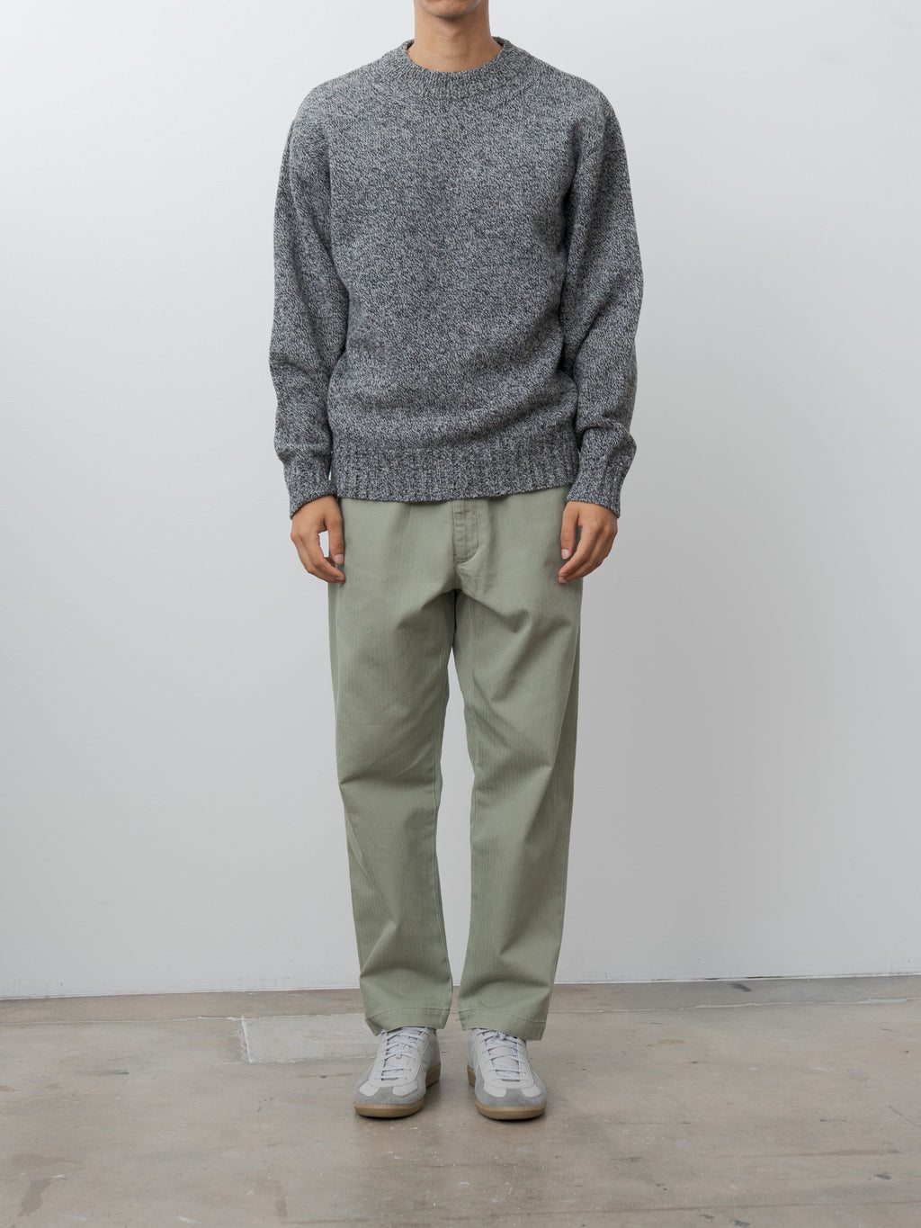 Namu Shop - Fujito C/N Knit Sweater - Mix Black