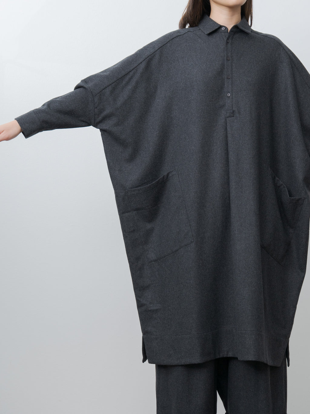 Namu Shop - Toogood The Framer Dress - Wool Cash Flannel Charcoal