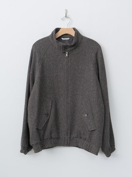 Namu Shop - Auralee Alpaca Wool Silk Tweed Zip Blouson - Gray