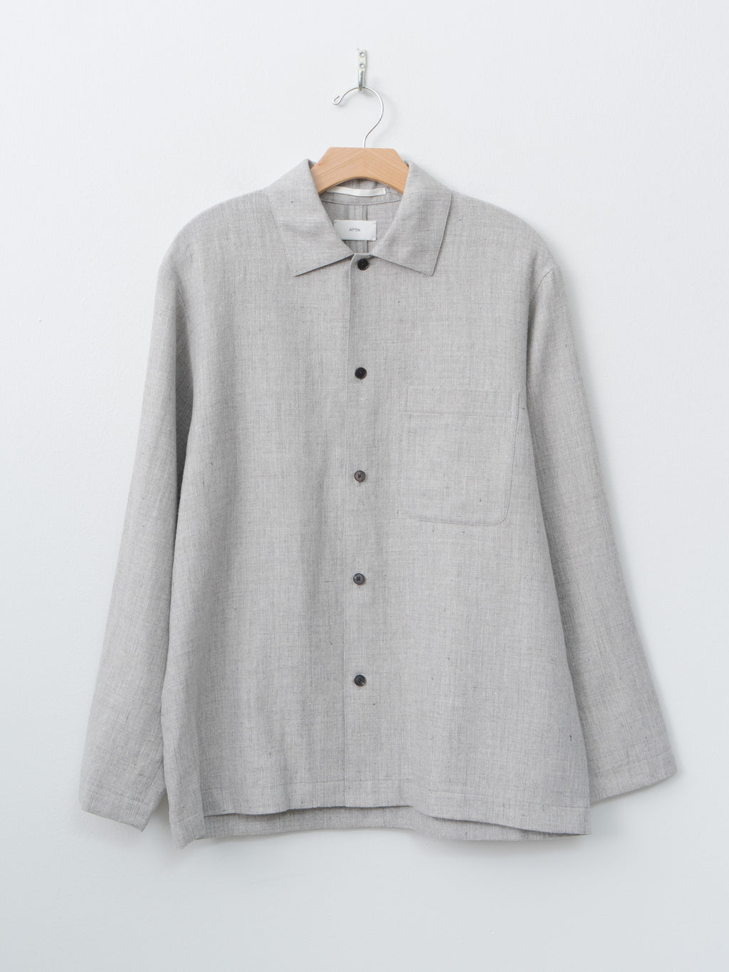 Linen Wool Twill Shirt Jacket - Light Gray