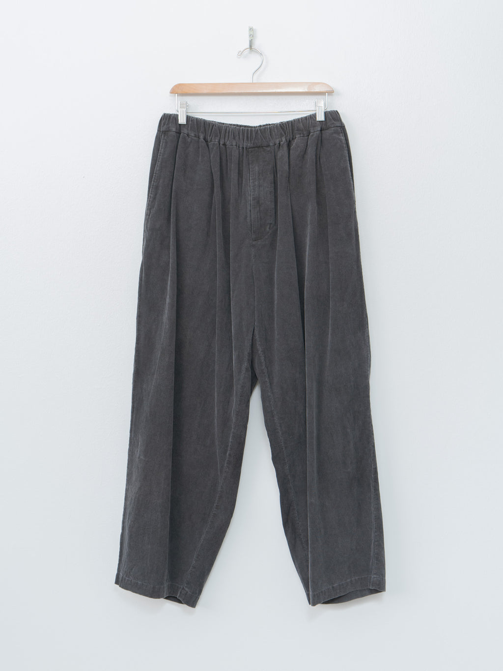 Micro Corduroy Wide Easy Pants - Sumi Ink