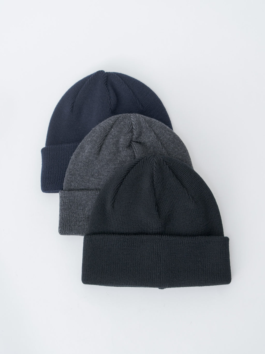 Washable Wool Knit Big Watch Cap - Navy, Charcoal Gray, Black