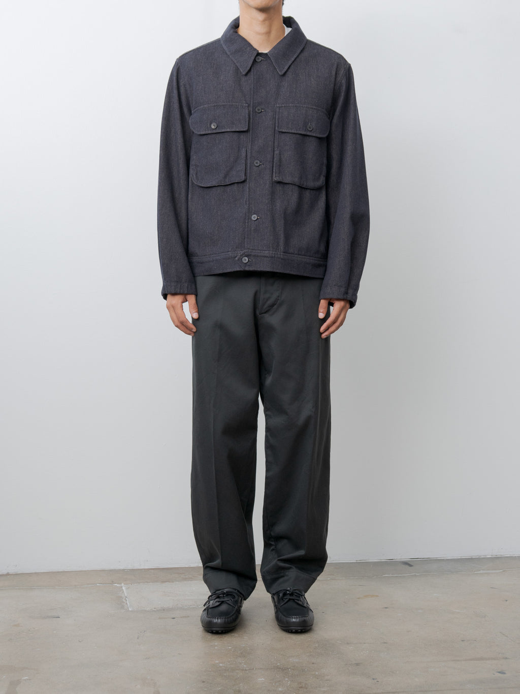 Cotton Drill Wide Military Khakis - Black