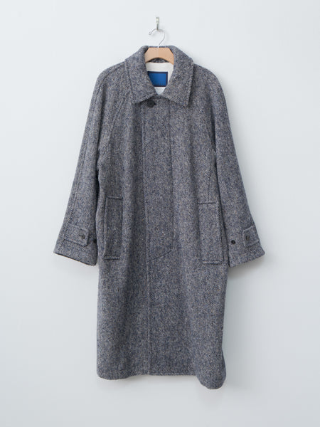 Document Donegal Tweed Oversized Coat - Blue | Namu Shop