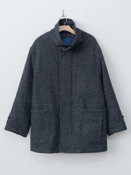 Namu Shop - Document Shearling Trimmed Kemp Melton Half Coat - Navy