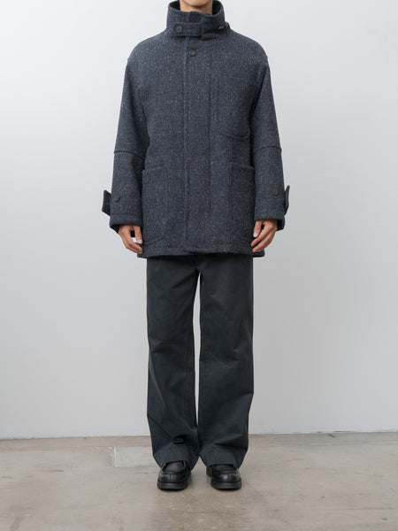Namu Shop - Document Shearling Trimmed Kemp Melton Half Coat - Navy