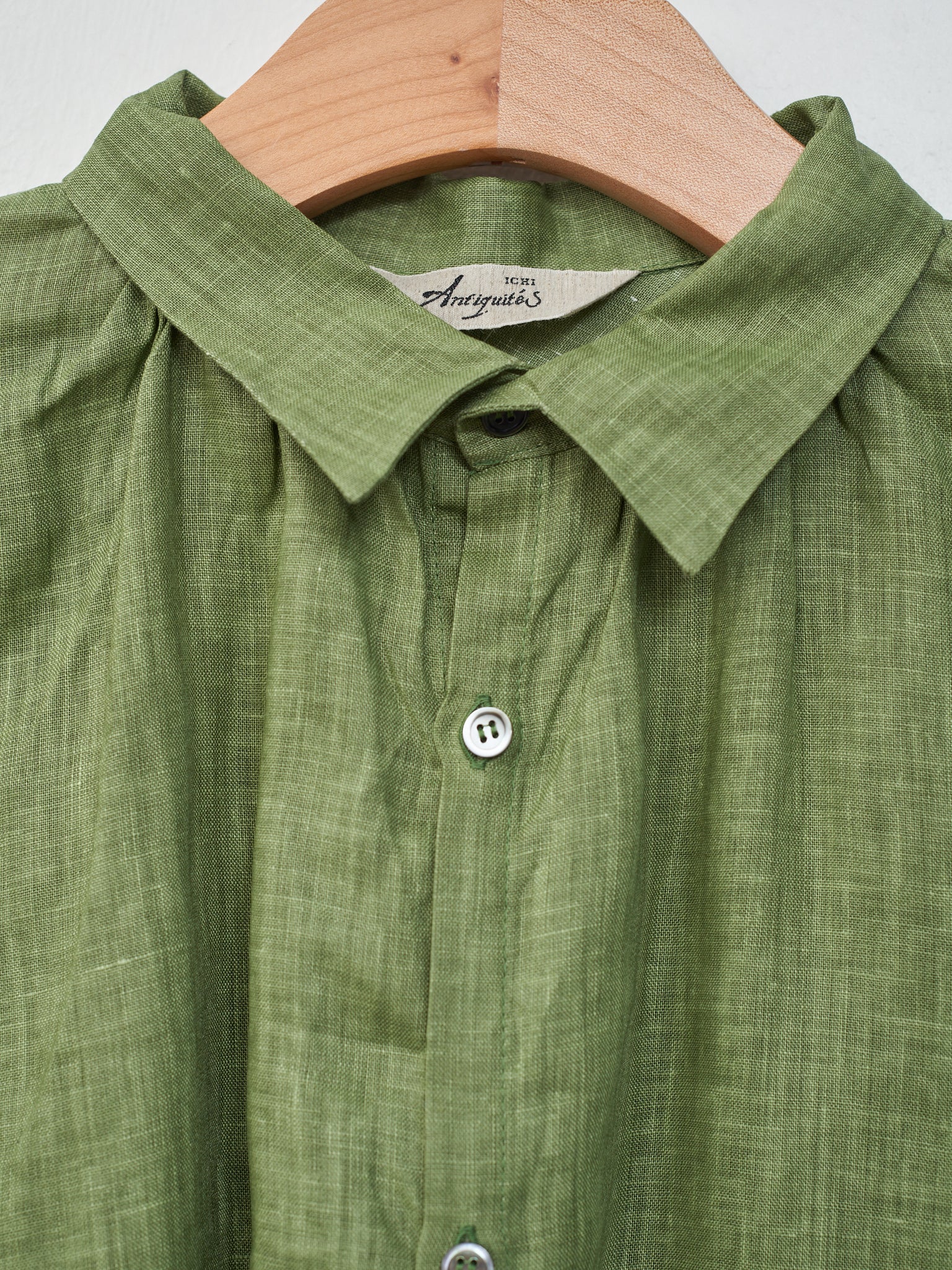 Namu Shop - Ichi Pigment Color Linen Shirt - Green