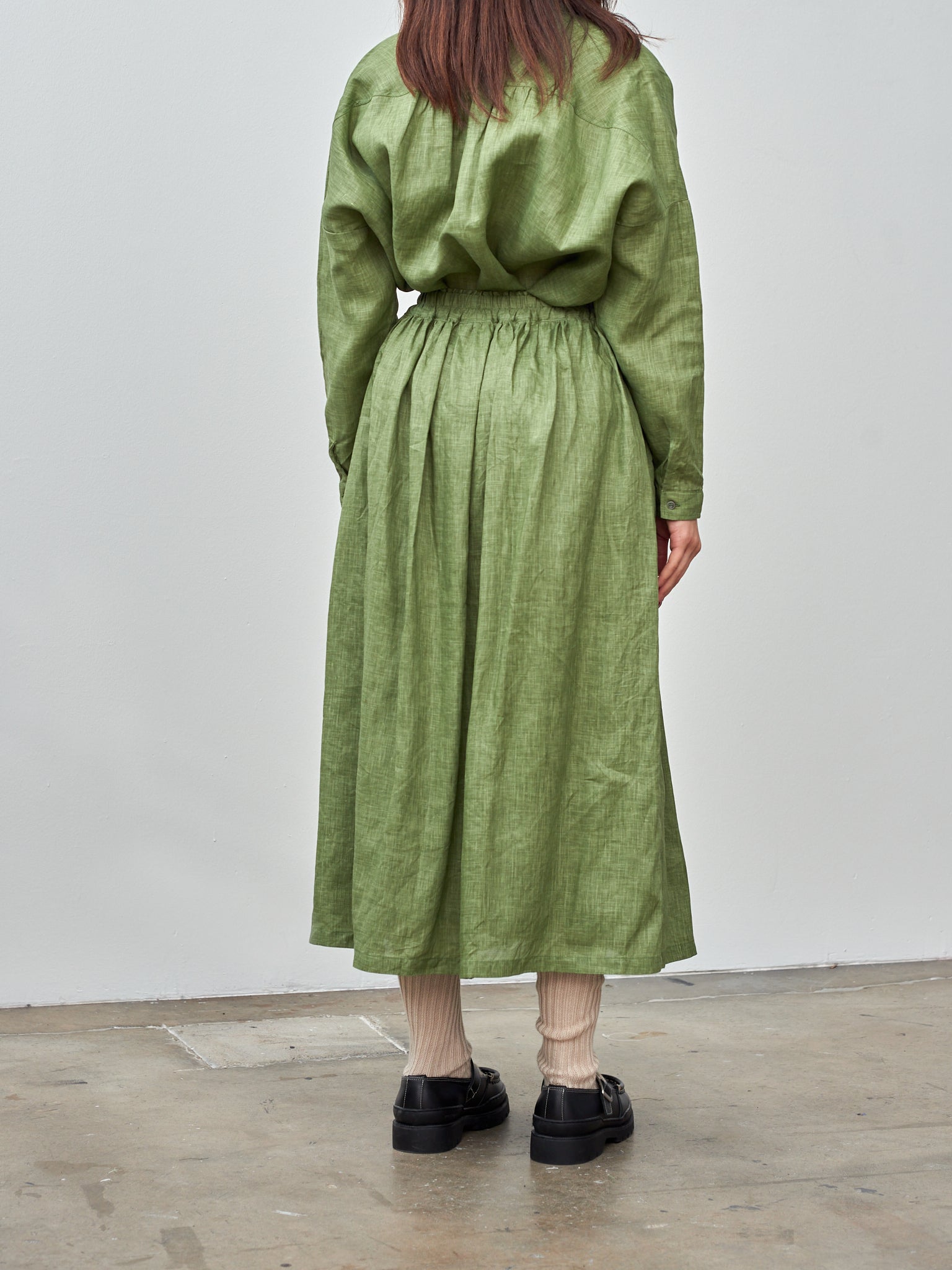 Namu Shop - Ichi Pigment Color Linen Skirt - Green