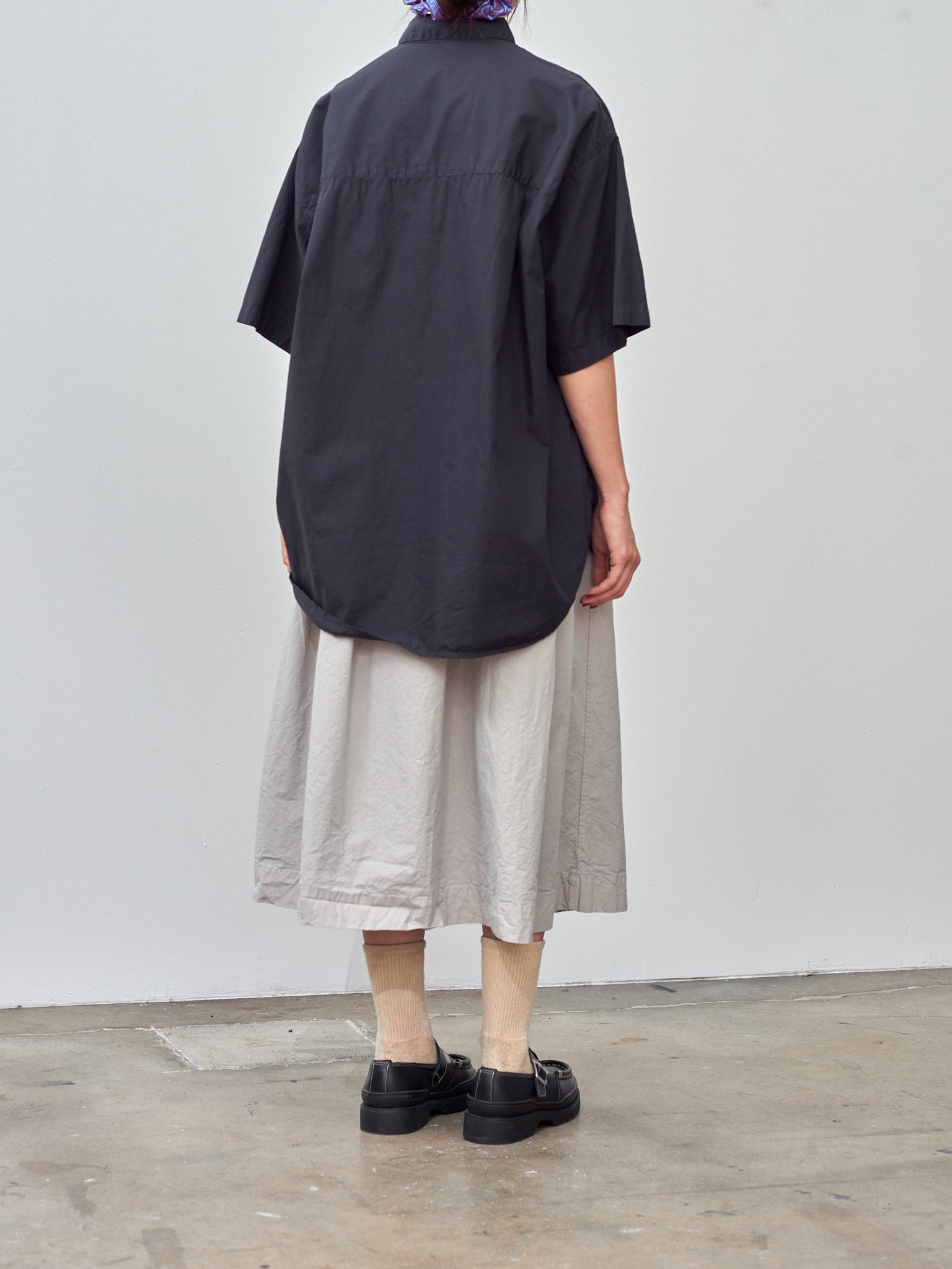 Namu Shop - Veritecoeur Half Sleeve Big Shirt - Charcoal