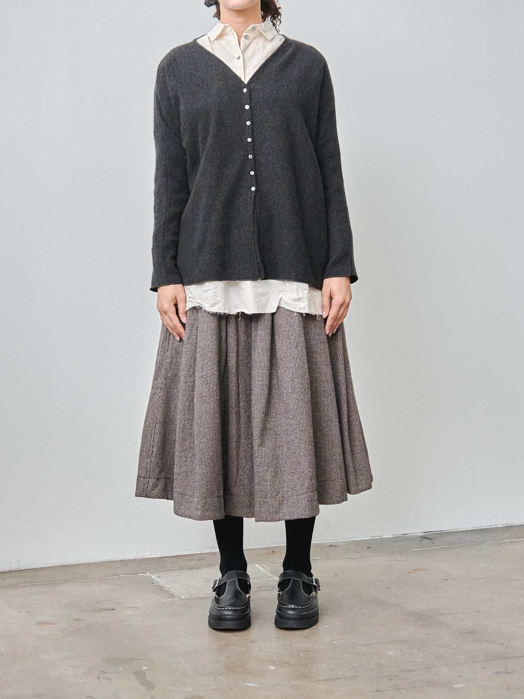 Namu Shop - Album di Famiglia Pleated Skirt Pied-De-Poule - Coffee