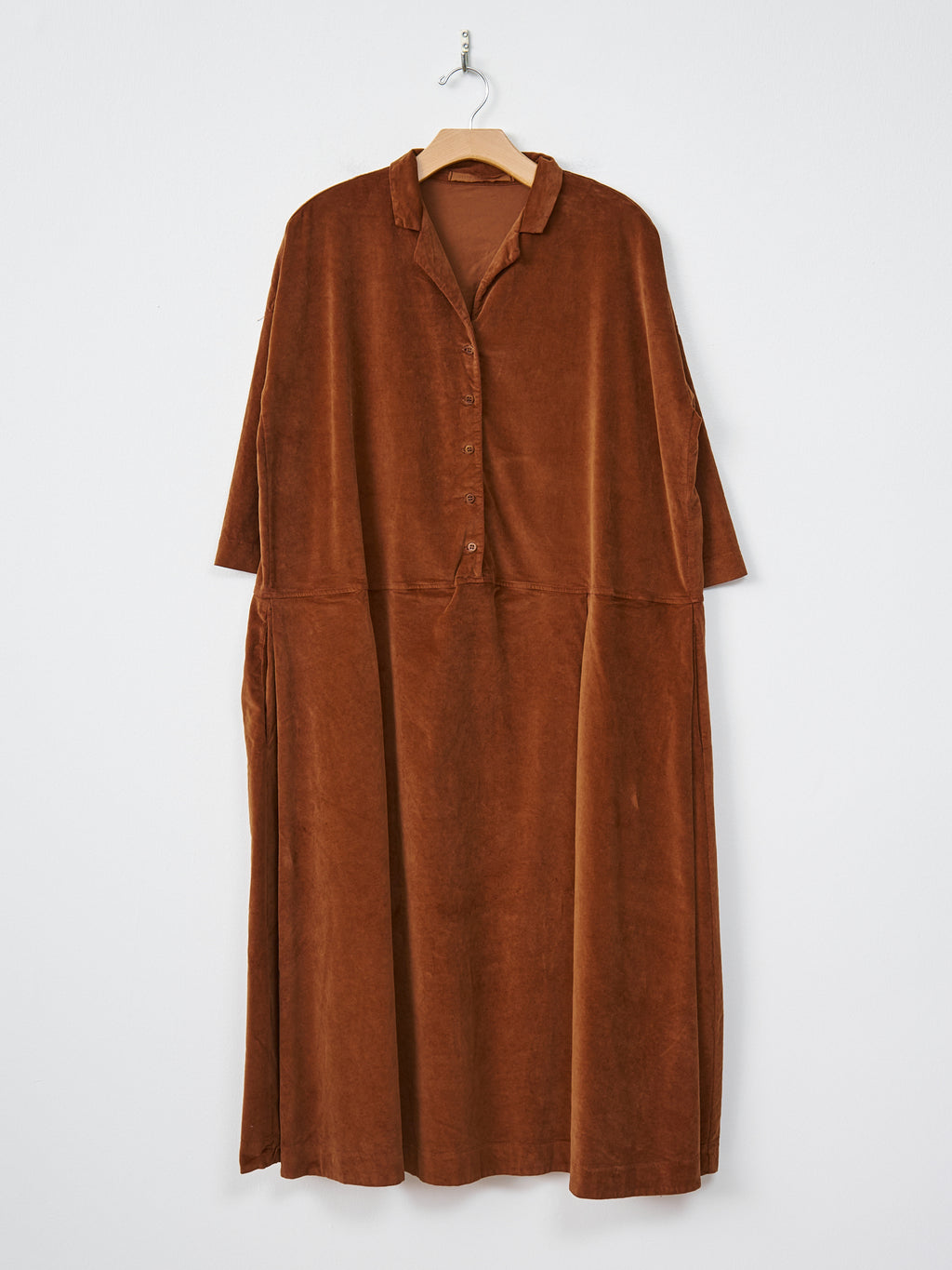 Namu Shop - Album di Famiglia Velvet Tailored Collar Dress - Rust