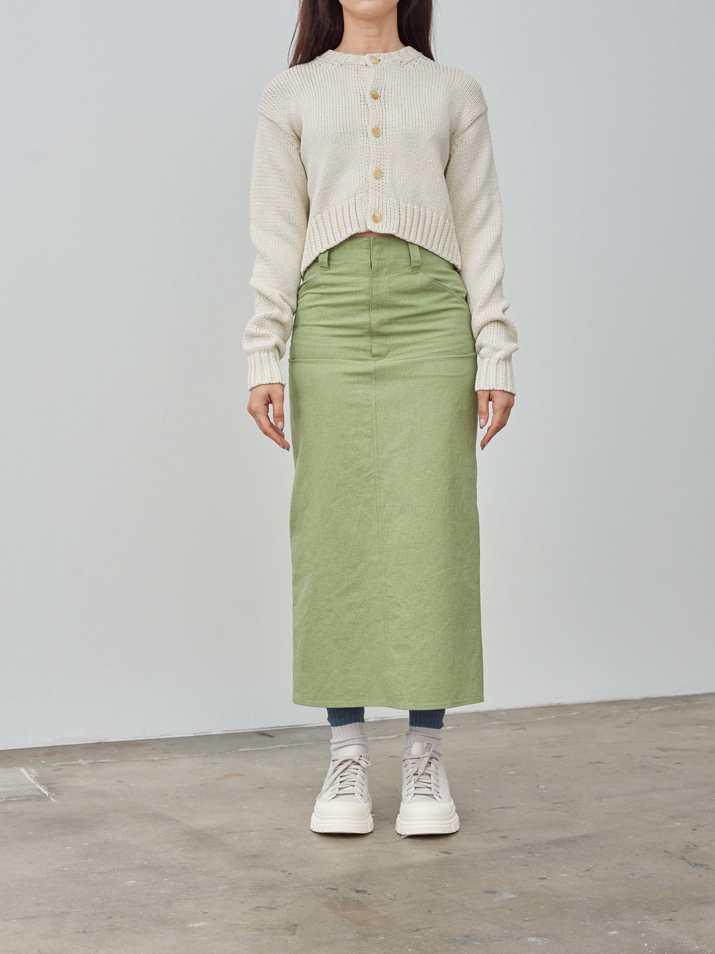 Namu Shop - Auralee Washed Hard Twist Canvas Skirt - Green