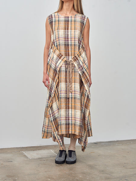 Namu Shop - Ichi Antiquites Linen Check Dress - Beige