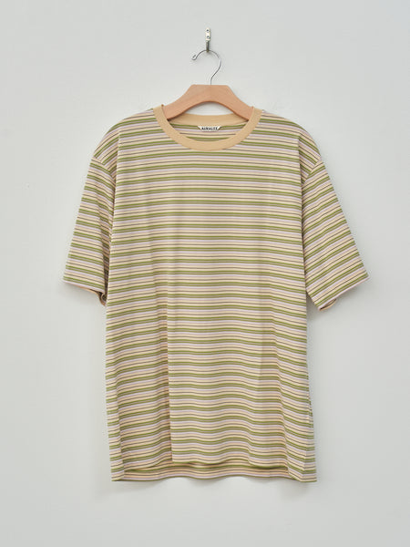 Namu Shop - Auralee Hard Twist Cotton Border Tee - Beige Border